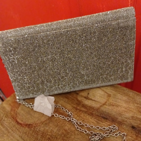 La REGALE -METALLIC ANIMAL SILVER SHIMMER CLUTCH - Picture 7 of 7